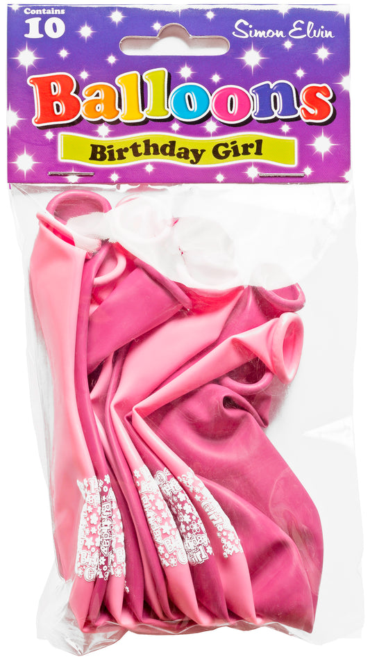 Birthday Girl Balloons 10 Per Pkt