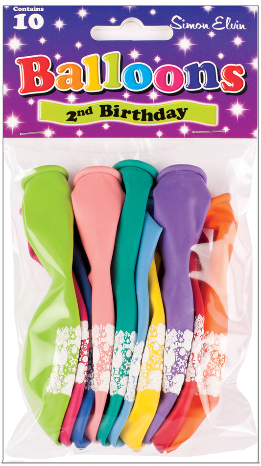 Age 2 Multicolor Birthday Balloons 10 Per Pack