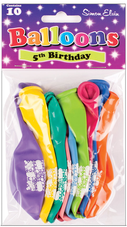 Age 5 Multicolor Birthday Balloons 10 Per Pack