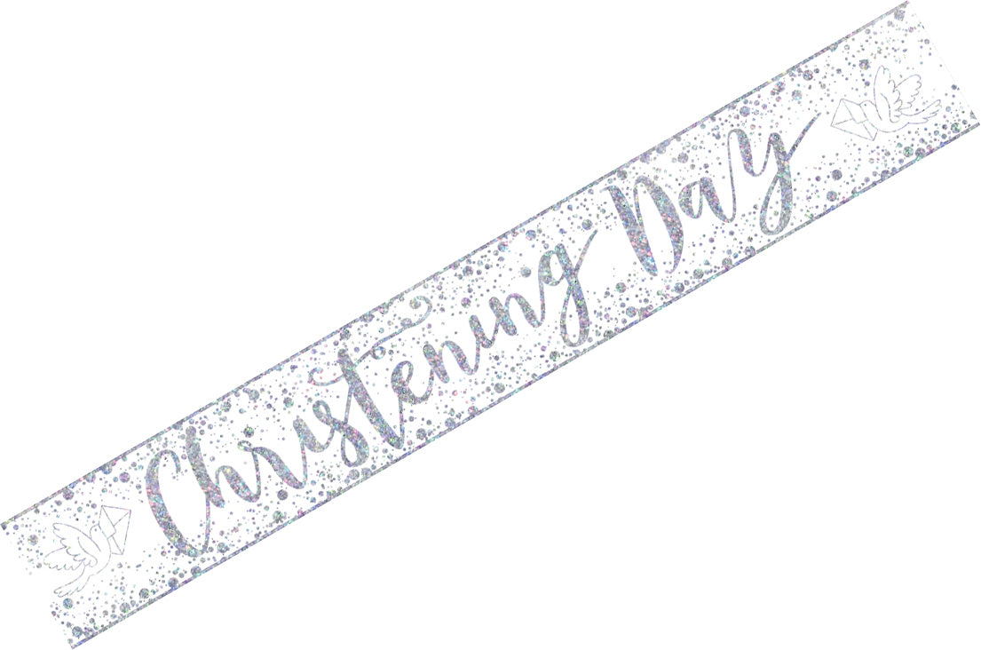 Christening Boy Banner Silver