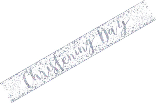 Christening Boy Banner Silver