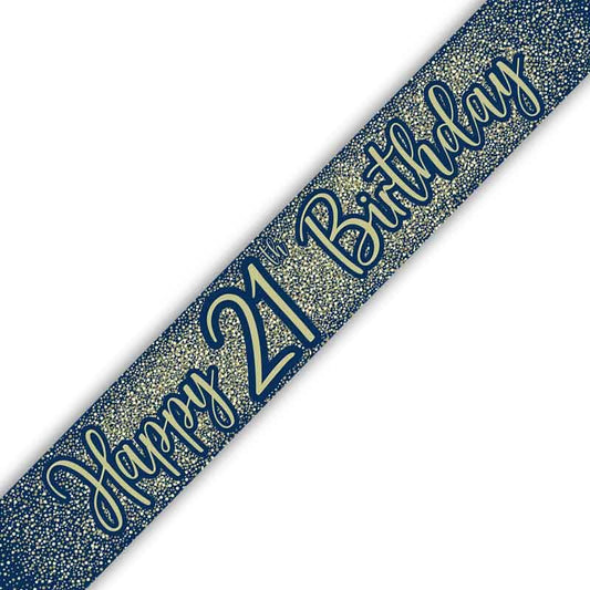Age 21 Navy and Gold Geode 21th Foil Banner