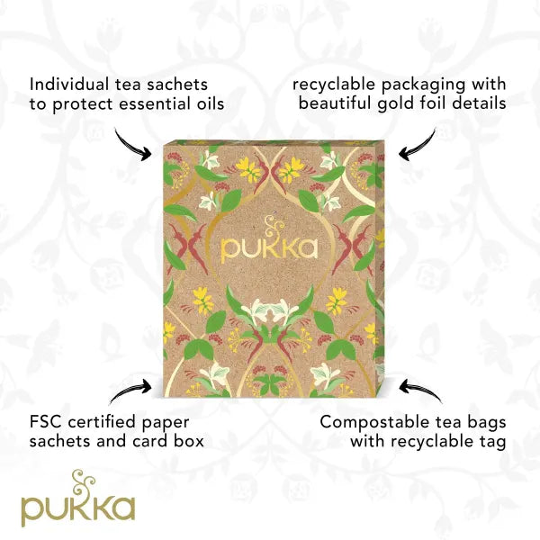 Pukka Herbs | Active Tea Selection Box | Eco Friendly Gift | Green Tea Selection | Ideal Birthday Or Thank You Gift | Perfect For An Active Lifestyle | 45 Sachets | 5 Flavours