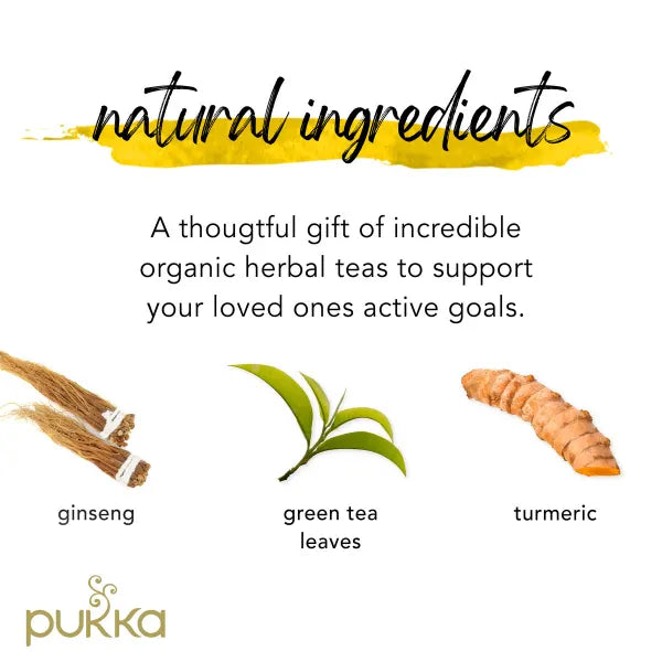 Pukka Herbs | Active Tea Selection Box | Eco Friendly Gift | Green Tea Selection | Ideal Birthday Or Thank You Gift | Perfect For An Active Lifestyle | 45 Sachets | 5 Flavours