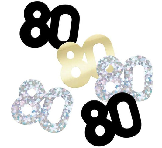 Black & Silver Happy 80th Birthday Confetti