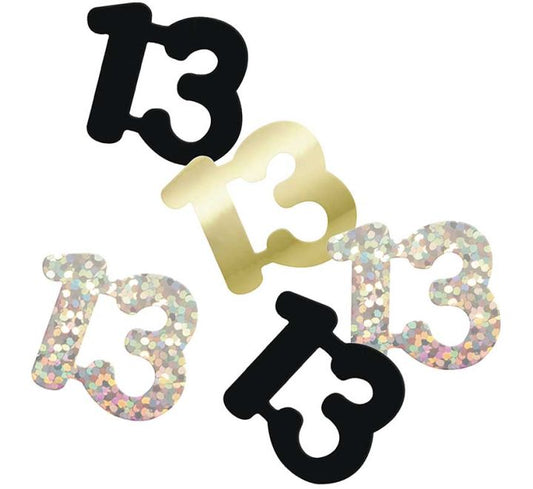Black & Silver Happy 13th Birthday Confetti