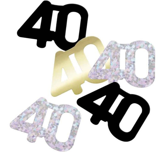 Black & Silver Happy 40th Birthday Confetti