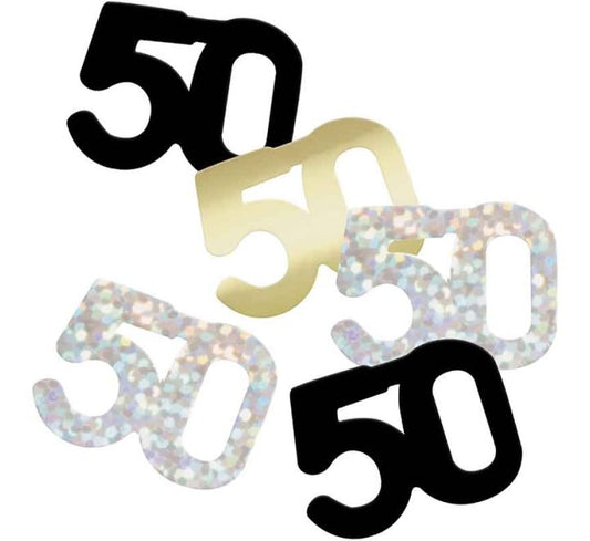 Black & Silver Happy 50th Birthday Confetti