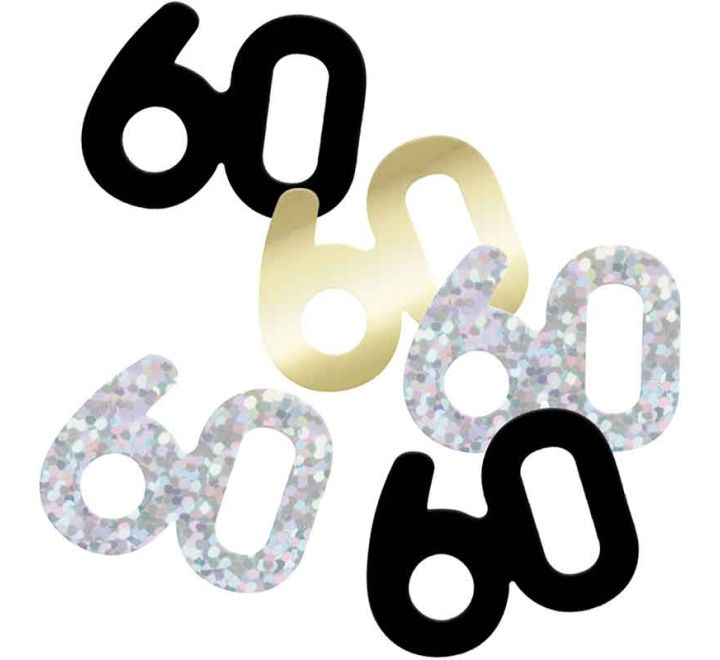 Black & Silver Happy 60th Birthday Confetti