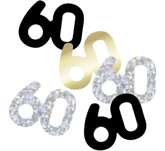 Black & Silver Happy 60th Birthday Confetti