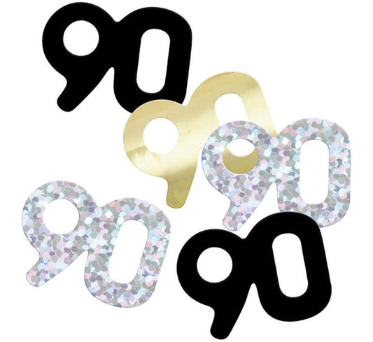 Black & Silver Happy 90th Birthday Confetti