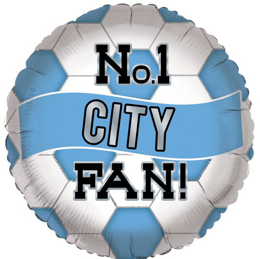 City Balloon Number 1 City Fan Birthday Foil Balloon No.1 City Fan Balloon - Blue and White