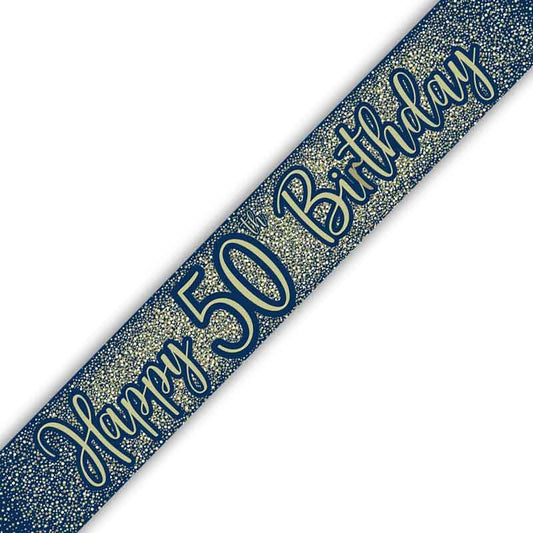 Age 50 Navy and Gold Geode 50th Foil Banner