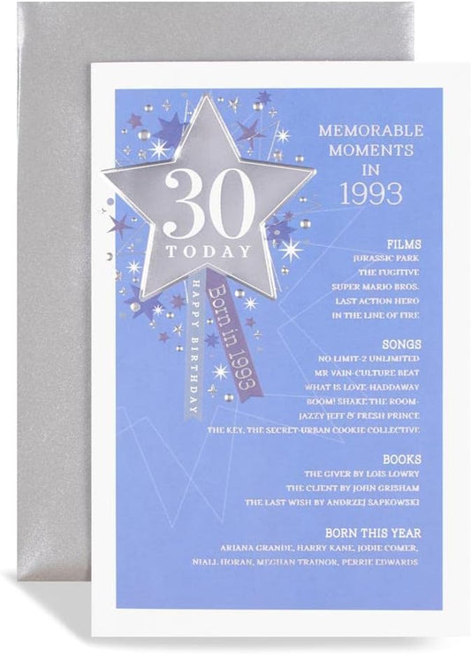 30th Male Birthday Card - 1993 Was A Special Year - Age 30