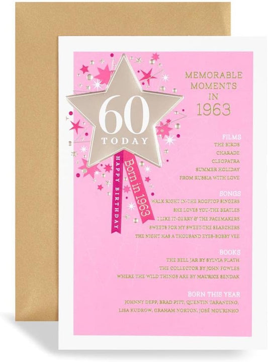 60th Female Birthday Card - 1963 Was A Special Year - Age 60