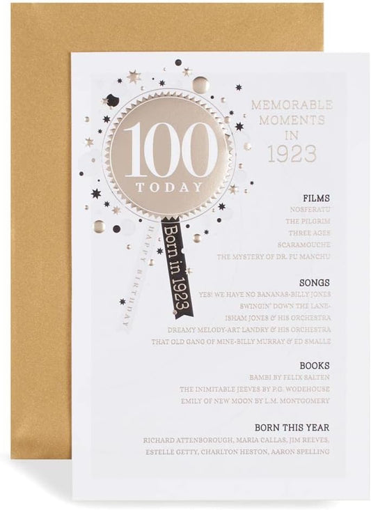 100th Birthday Card - 1923 Was A Special Year - Age 100