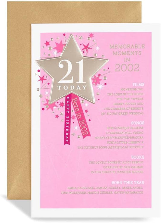 21st Female Birthday Card - 2002 Was A Special Year - Age 21