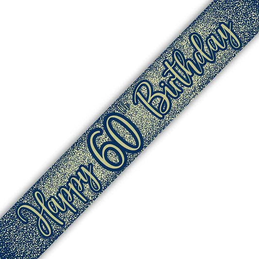 Age 60 Navy and Gold Geode 60th Foil Banner