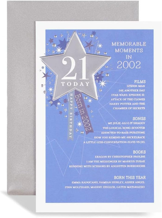 21st Male Birthday Card - 2002 Was A Special Year - Age 21