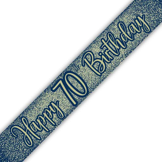 Age 70 Navy and Gold Geode 70th Foil Banner