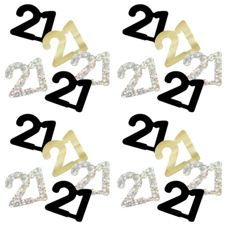 Black & Silver Happy 21st Birthday Confetti