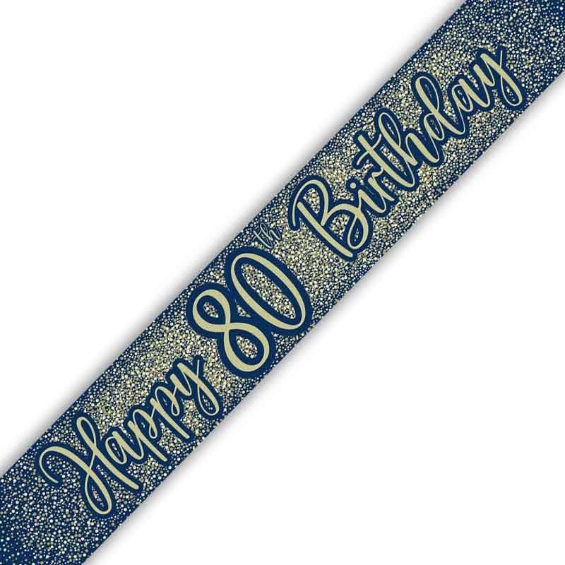 Age 80 Navy and Gold Geode 80th Foil Banner