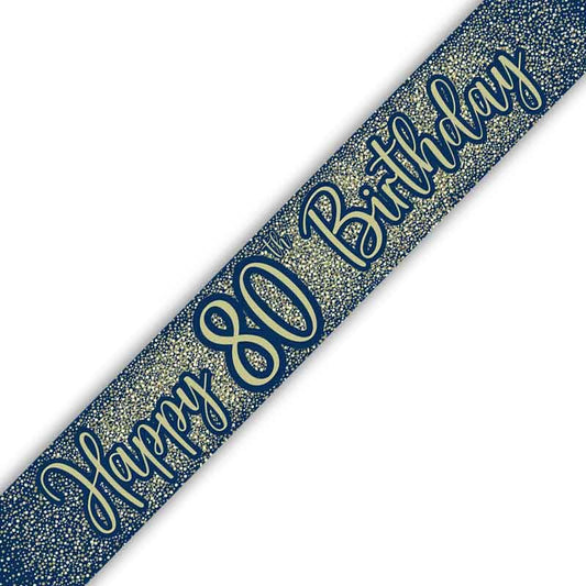 Age 80 Navy and Gold Geode 80th Foil Banner