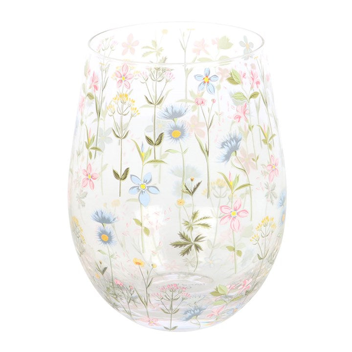 Floral Print Stemless Glass