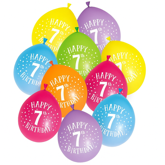 Age 7  Multicolor Birthday Balloons 10 Per Pack
