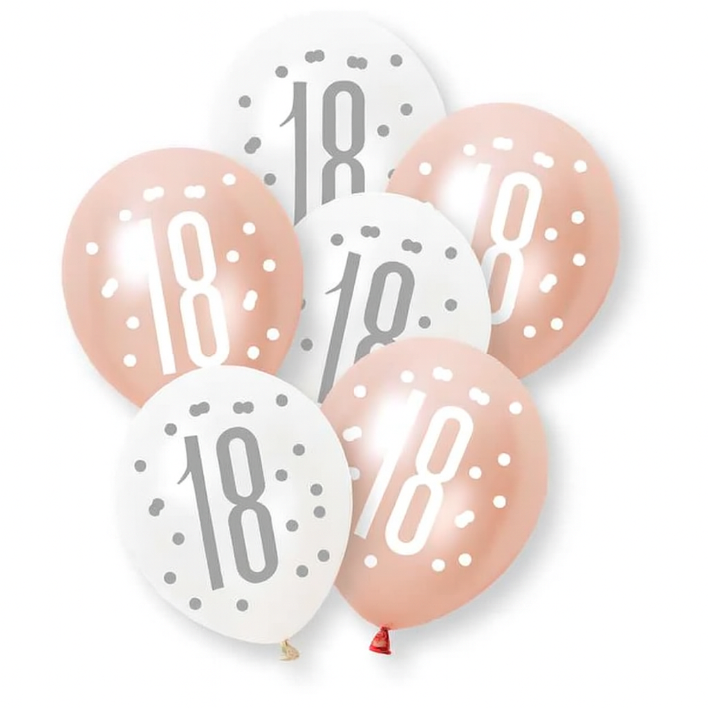 Age 18 Rose Gold & White Latex Balloons 18th