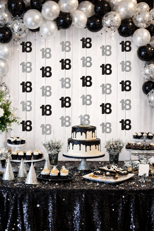 Black & Silver Hanging Swirls 18th