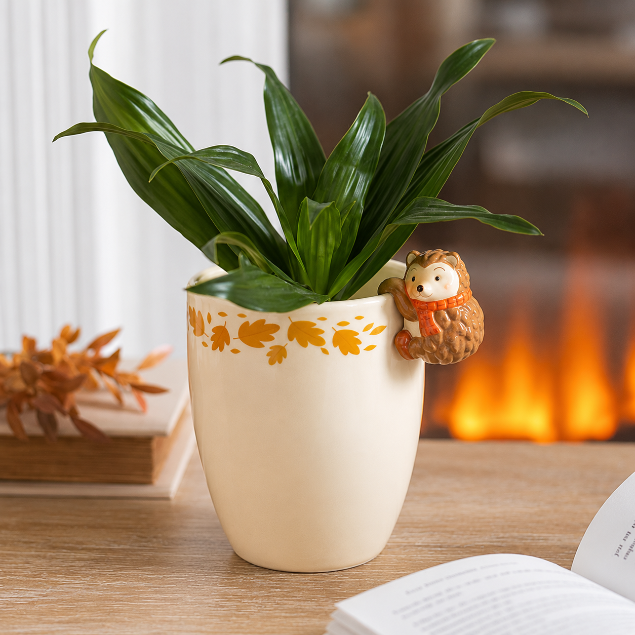 Autumn Plant Pot with Hedgehog