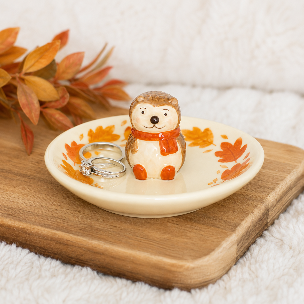 Autumn Hedgehog Trinket Dish