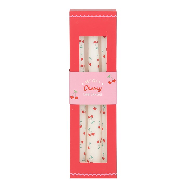 Set of 3 Heart Cherry Taper Candles