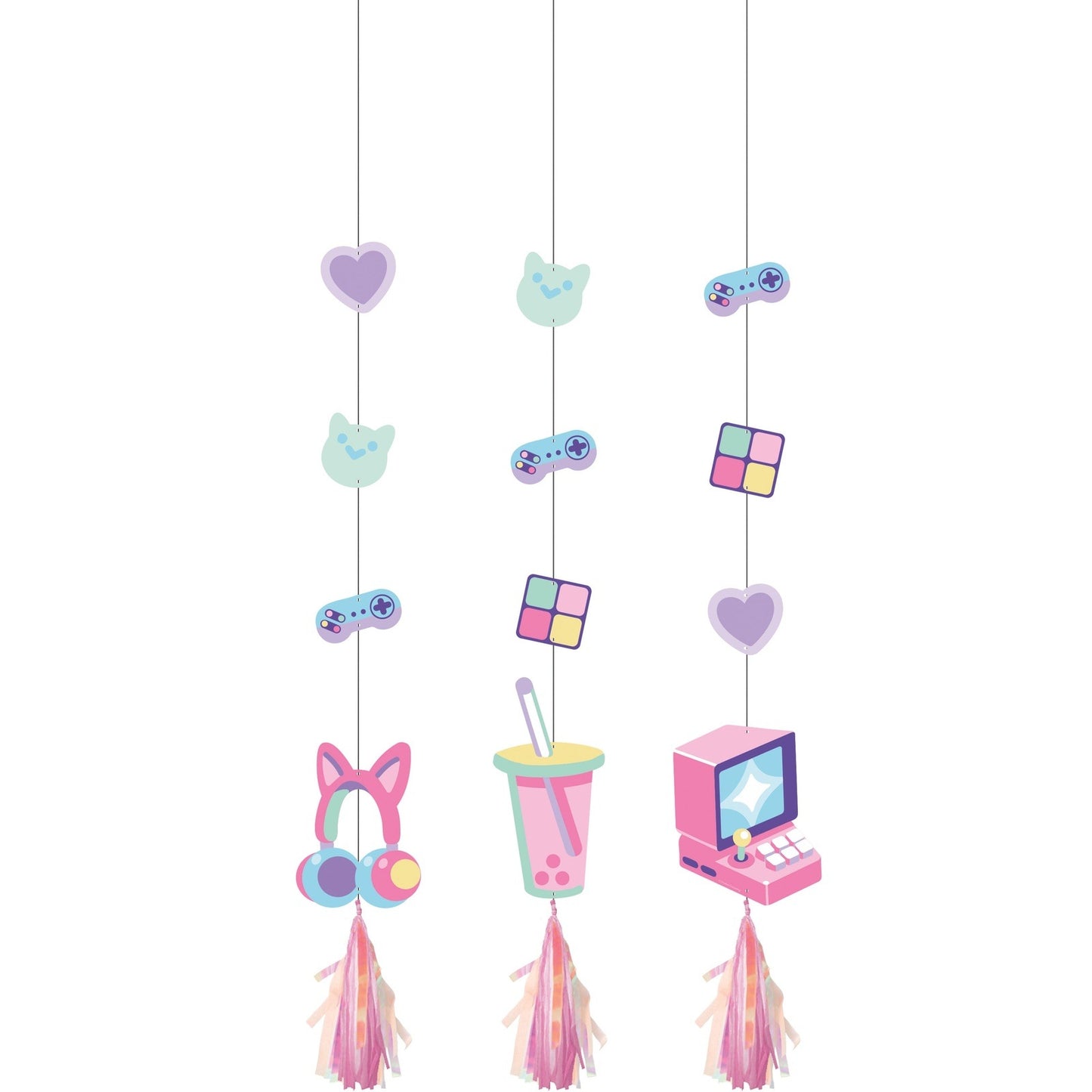 Gamer Girl Hanging Cutouts with Tassels