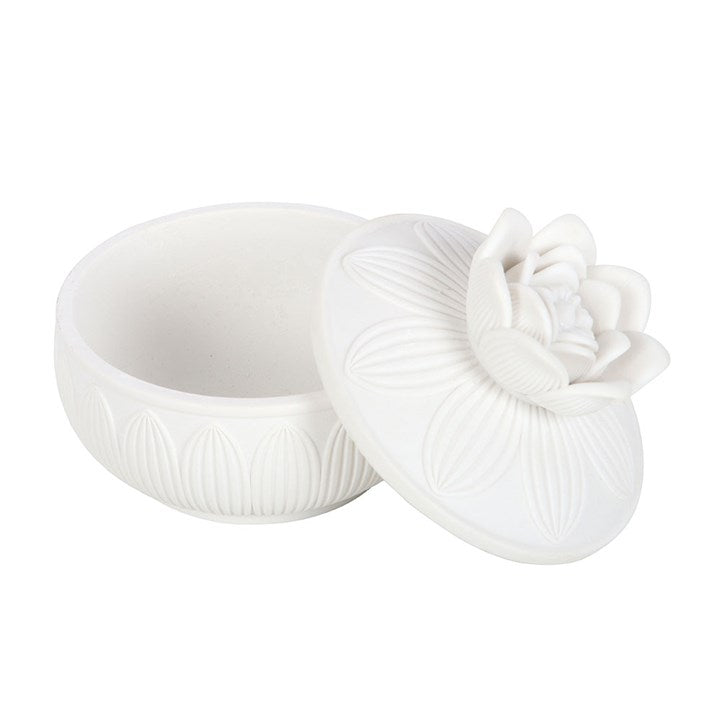 White Lotus Flower Trinket Box
