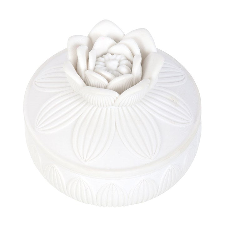 White Lotus Flower Trinket Box