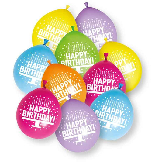 Happy Birthday Balloons 10 Per Pkt