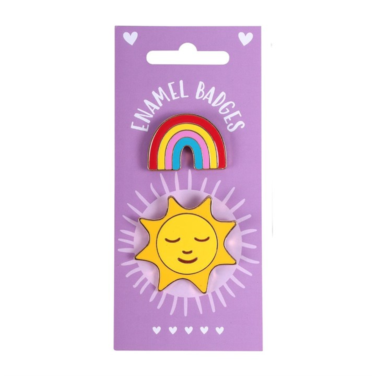 Set of 2 Rainbow and Sun Pin Badges