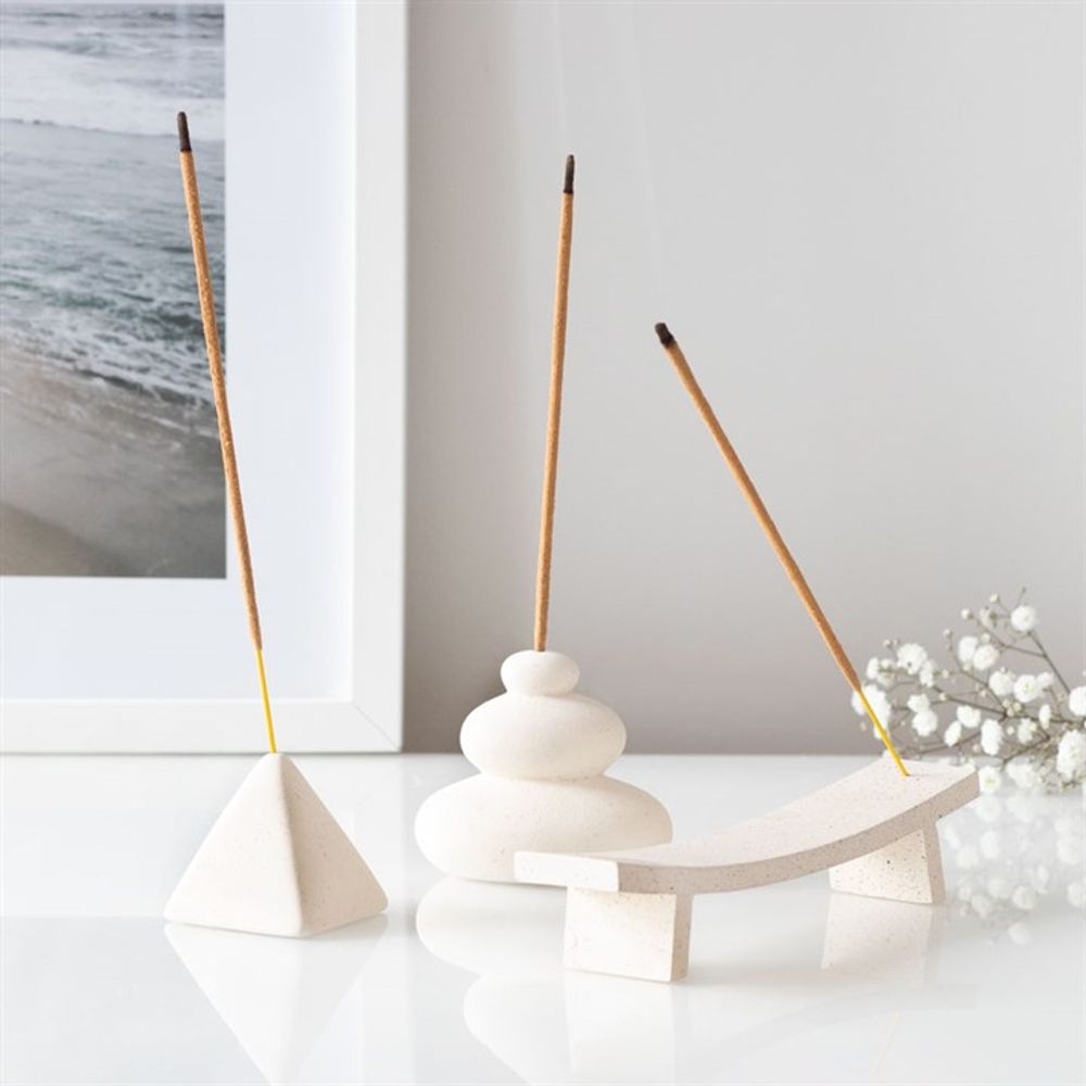 Cream Speckle Balancing Stones Incense Stick Holder