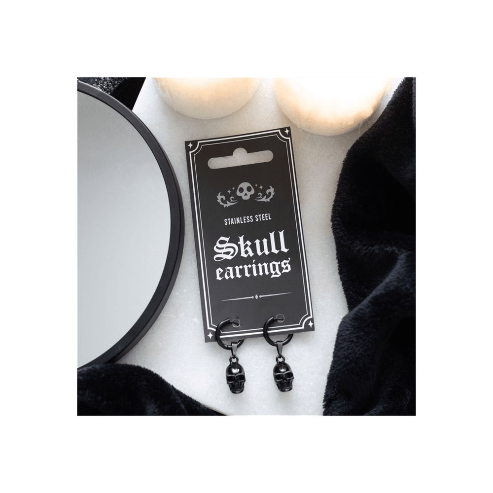 Black Stainless Steel Skull Earrings