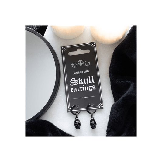 Black Stainless Steel Skull Earrings