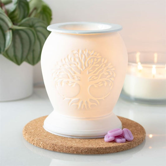 Tree of Life White Ceramic Electric Oil Burner