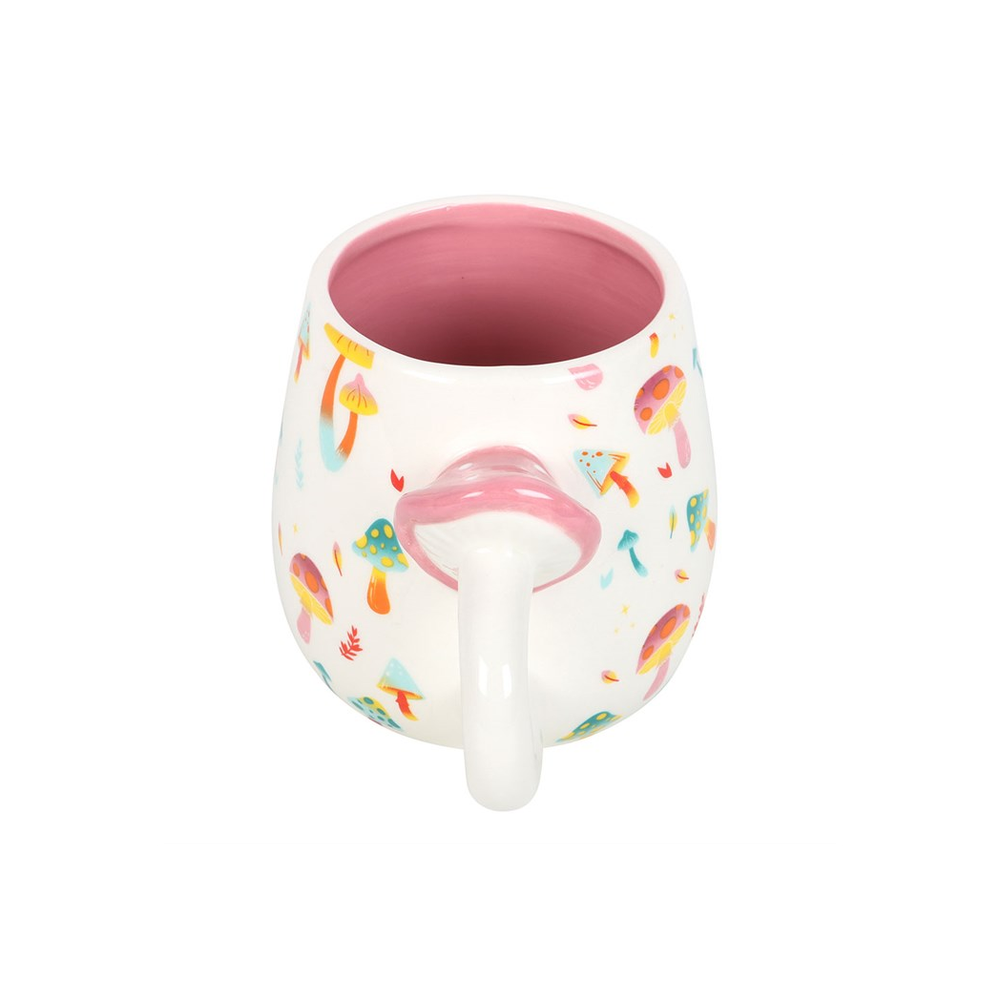 Funky Fungi Print Mug with Mushroom Handle
