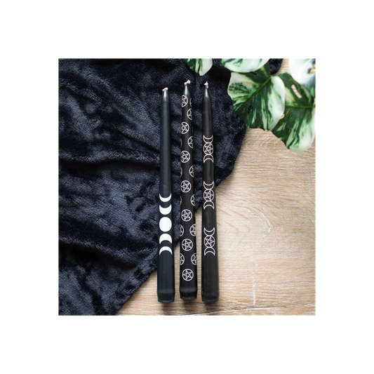 Set of 3 Black Magic Mystical Taper Candles