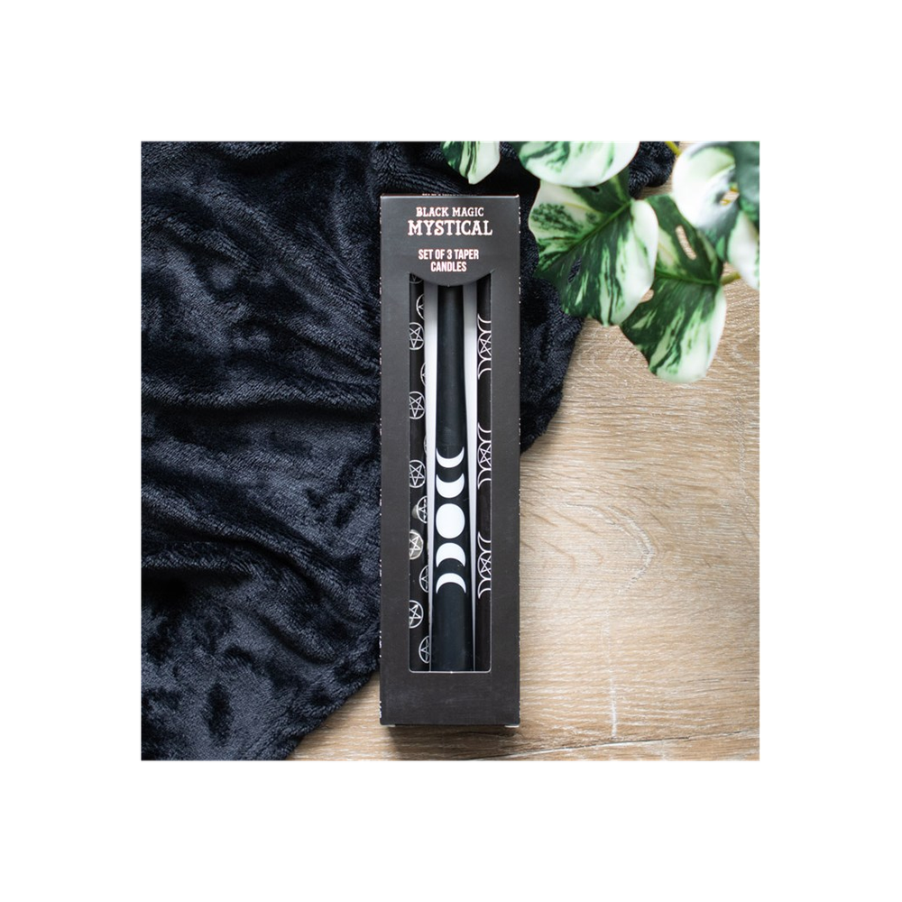 Set of 3 Black Magic Mystical Taper Candles