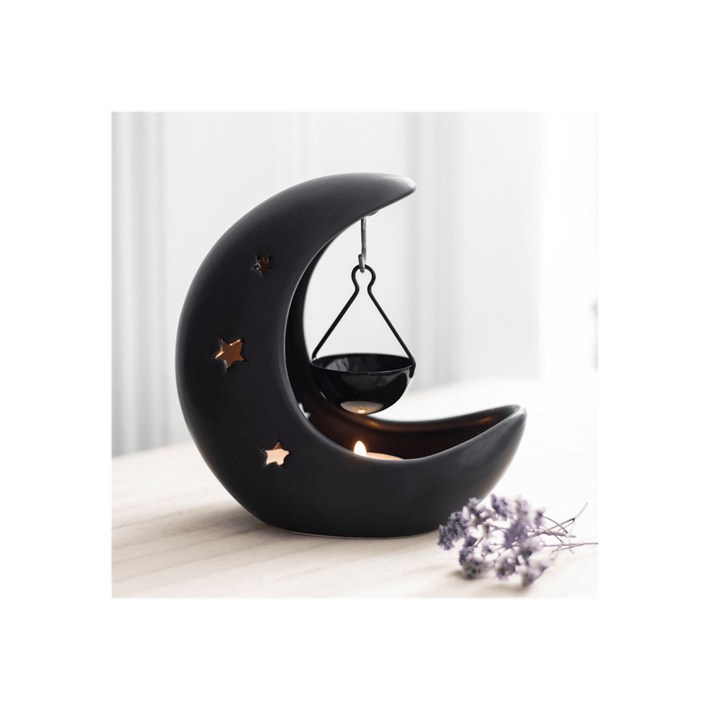 Black Crescent Moon Hanging Oil Burner