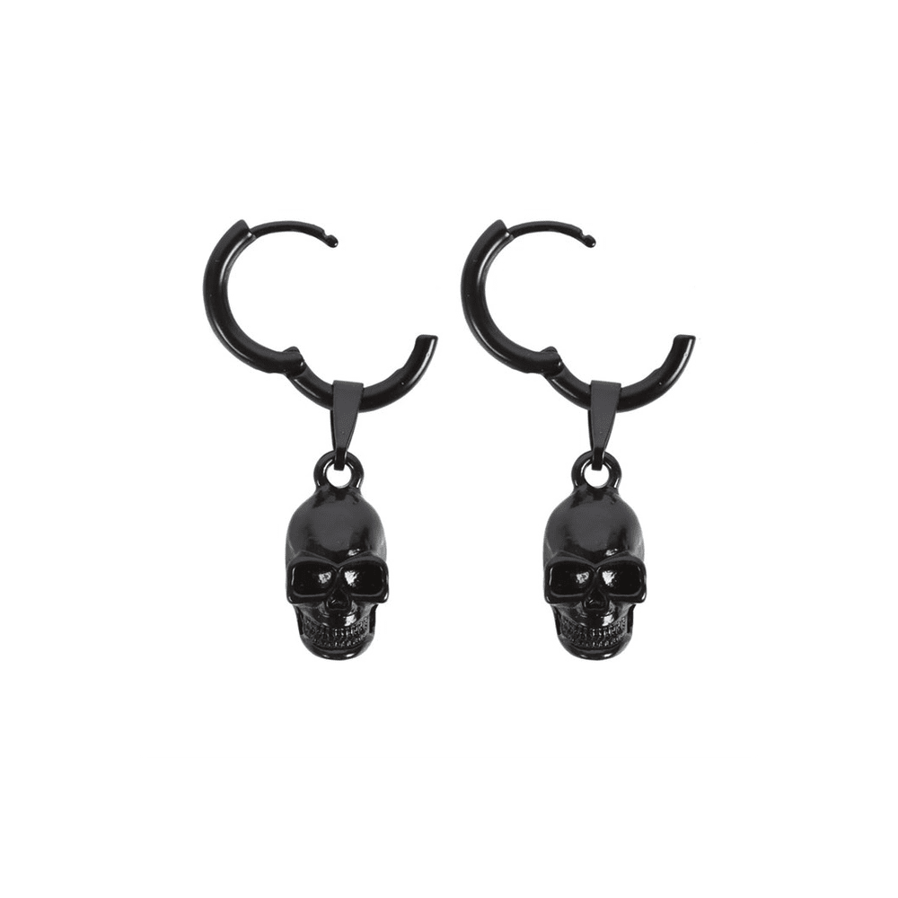 Black Stainless Steel Skull Earrings