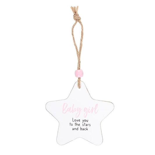 Baby Girl Hanging Star Sentiment Sign