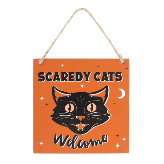 Scaredy Cats Welcome Hanging Sign